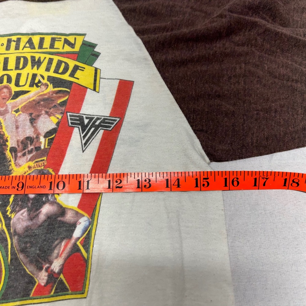 Vintage 1981 Van Halen Worldwide Tour Raglan T-Shirt Brown Cream 3/4 Sleeve Med - Picture 4 of 10